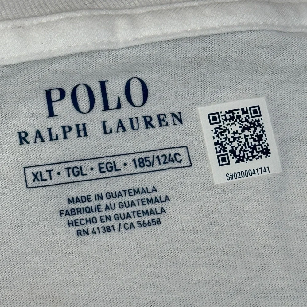 Polo Ralph Lauren Mens White Script Graphic T-Shirt Size XLT Tall Cotton Tee NEW